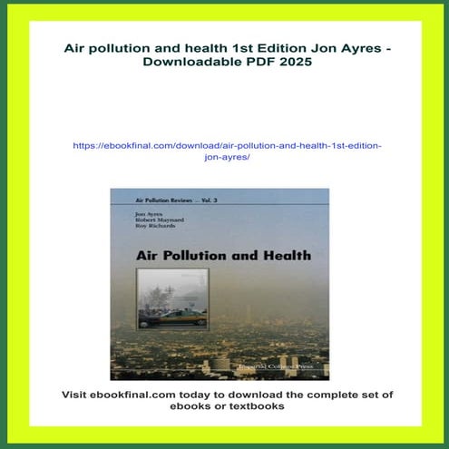 Air pollution and health 1st Edition Jon Ayres | PDF
