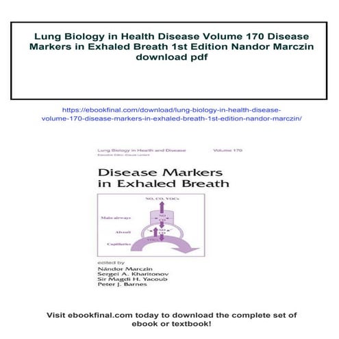 Lung Biology in Health Disease Volume 170 Disease Markers in Exhaled ...