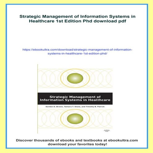 Strategic Management of Information Systems in Healthcare 1st Edition ...