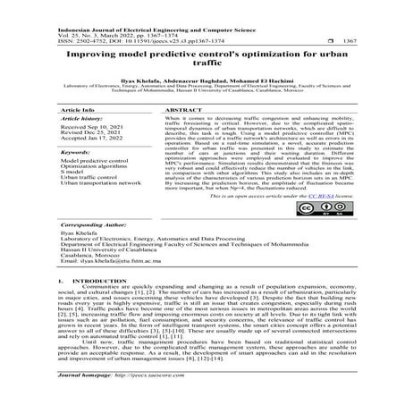 Improving model predictive control's optimization for urban traffic | PDF