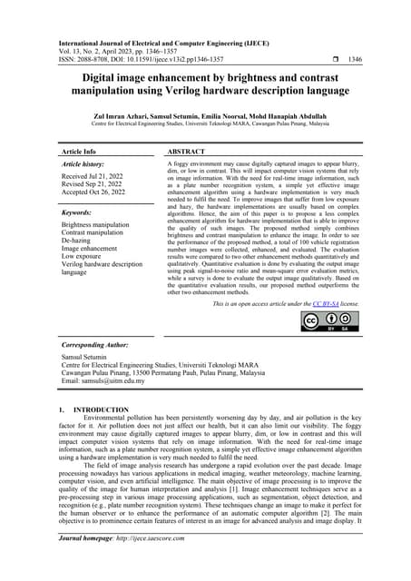 Digital image enhancement by brightness and contrast manipulation using