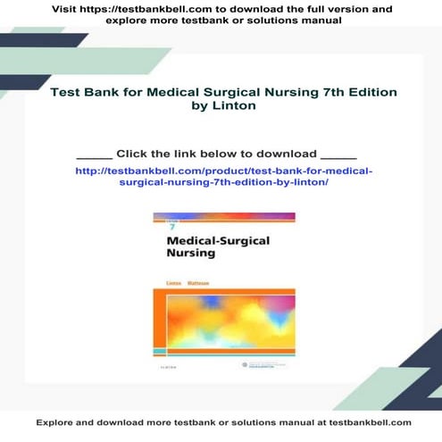 Test Bank for Medical Surgical Nursing 7th Edition by Linton | PDF
