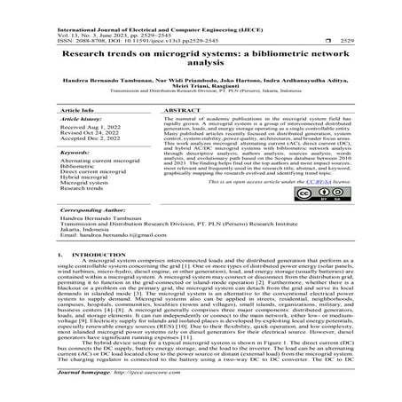 Research trends on microgrid systems: a bibliometric network analysis 