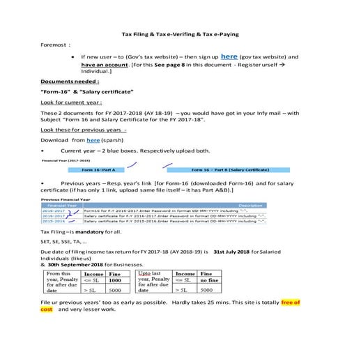 Income Tax Return E-File guideline | DOC