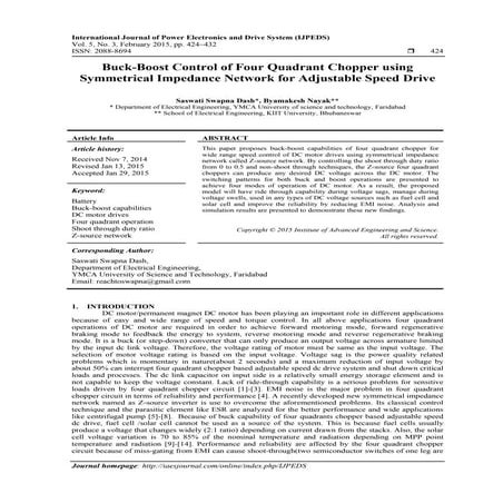 Buck-Boost Control of Four Quadrant Chopper using Symmetrical Impedance Netwo...