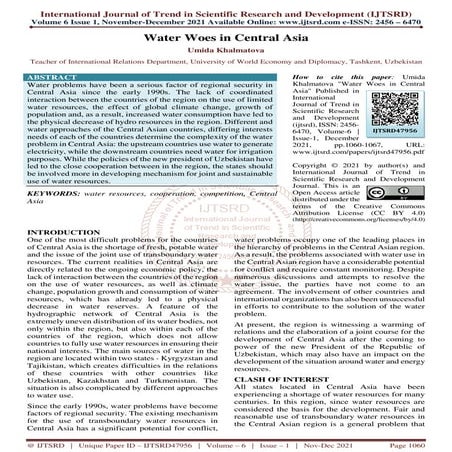 Water Management in Central Asia | PPTX