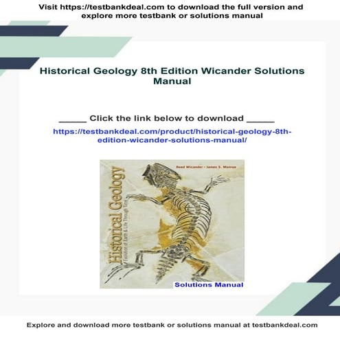 Historical Geology 8th Edition Wicander Solutions Manual