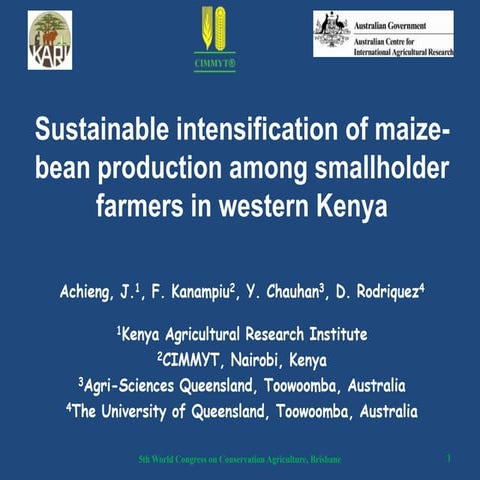 Sustainable intensification of maize-bean production among smallholder farmer...