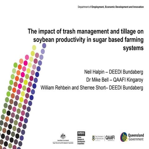 The impact of trash management and tillage on soybean productivity in sugar b...