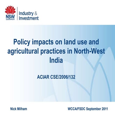 Policy impacts on land use and agricultural practices in North-West India. Ni...