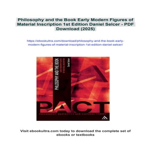 Philosophy and the Book Early Modern Figures of Material Inscription ...
