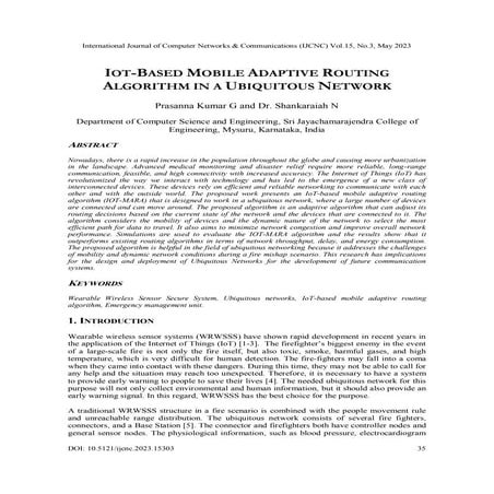 IOT-BASED MOBILE ADAPTIVE ROUTING ALGORITHM IN A UBIQUITOUS NETWORK | PDF