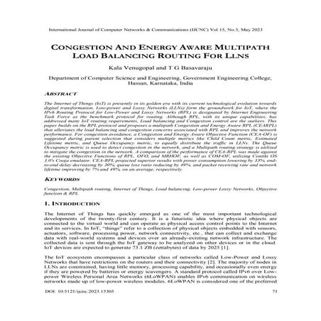 Congestion and Energy Aware Multipath Load Balancing Routing for LLNS