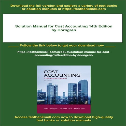 Solution Manual for Cost Accounting 14th Edition by Horngren | PDF