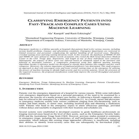 Classifying Emergency Patients into Fast-Track and Complex Cases using ...