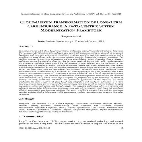 Cloud-driven Transformation of Long-Term Care Insurance: A Data-Centric System Modernization Framework