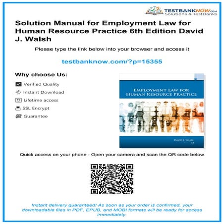 Comprehensive Solution Manual for Employment Law in HR Practice 6th ...