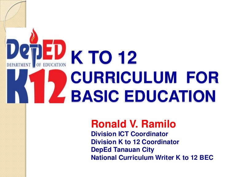 K 12 curriculum for basic education