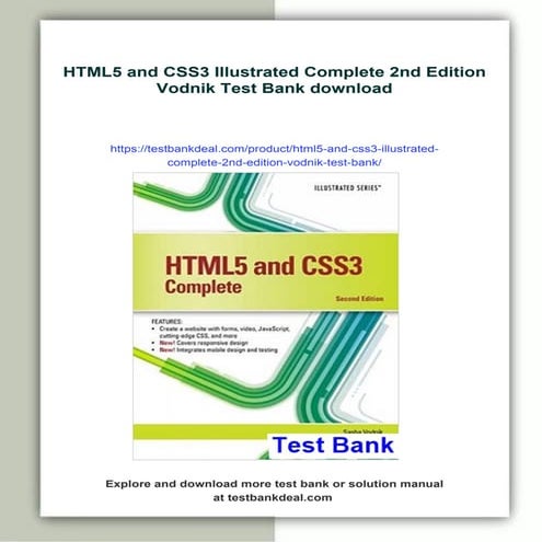 HTML5 and CSS3 Illustrated Complete 2nd Edition Vodnik Test Bank | PDF