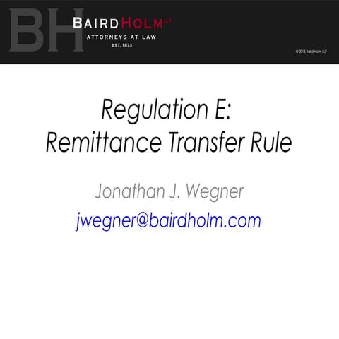CFPB's Regulation E: Remittance Transfer Rule 2015 Update