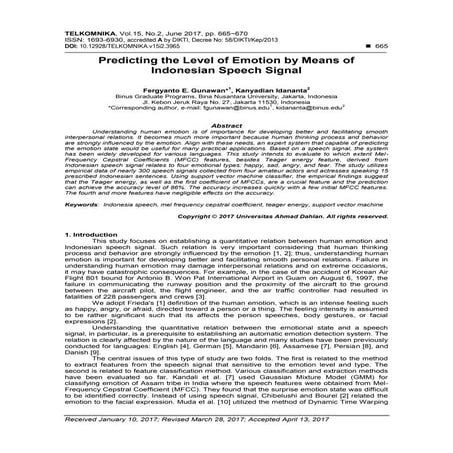 Predicting the Level of Emotion by Means of Indonesian Speech Signal