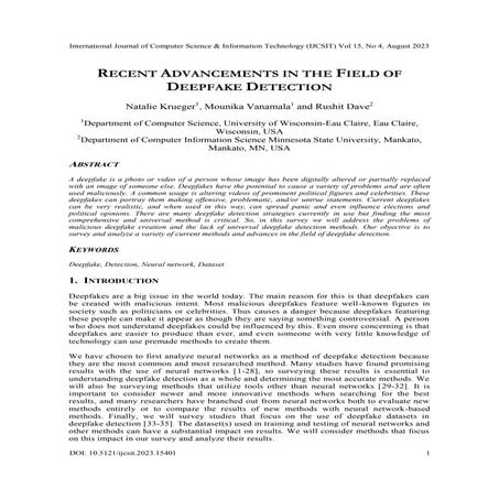 Recent Advancements in the Field of Deepfake Detection | PDF
