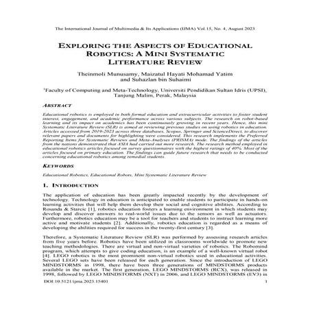 EXPLORING THE ASPECTS OF EDUCATIONAL ROBOTICS: A MINI SYSTEMATIC LITERATURE R...