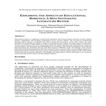 EXPLORING THE ASPECTS OF EDUCATIONAL ROBOTICS: A MINI SYSTEMATIC LITERATURE R...