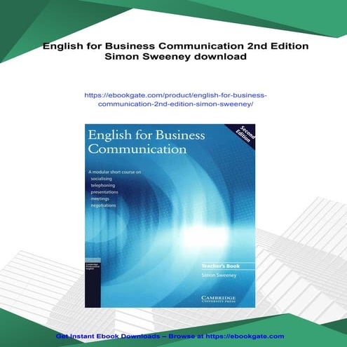 English for Business Communication 2nd Edition Simon Sweeney | PDF