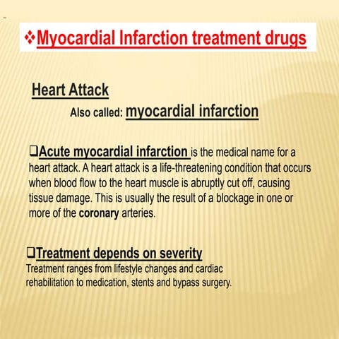 Myocardial Infarction treatment drugs | PPT