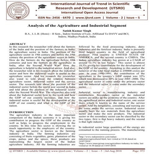 Analysis of the Agriculture and Industrial Segment | PDF