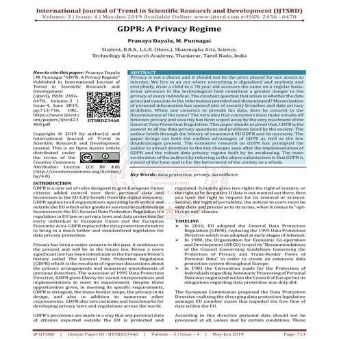 GDPR A Privacy Regime