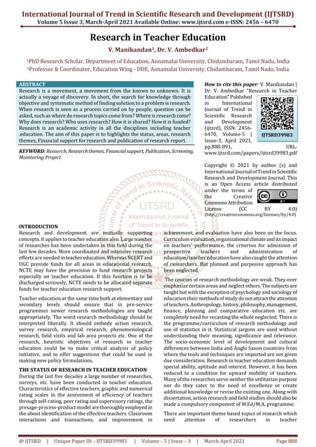 Research in Teacher Education