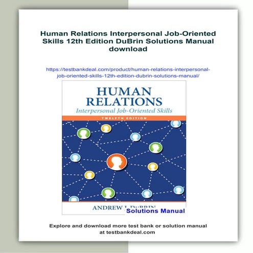 Human Relations Interpersonal Job-Oriented Skills 12th Edition DuBrin Solutio...