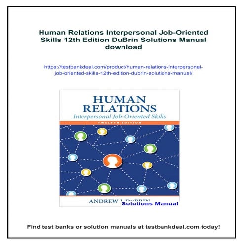 Human Relations Interpersonal Job-Oriented Skills 12th Edition DuBrin Solutio...