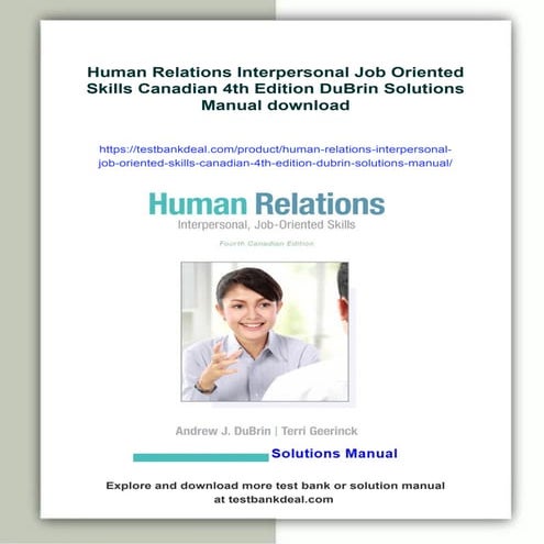 Human Relations Interpersonal Job Oriented Skills Canadian 4th Edition ...