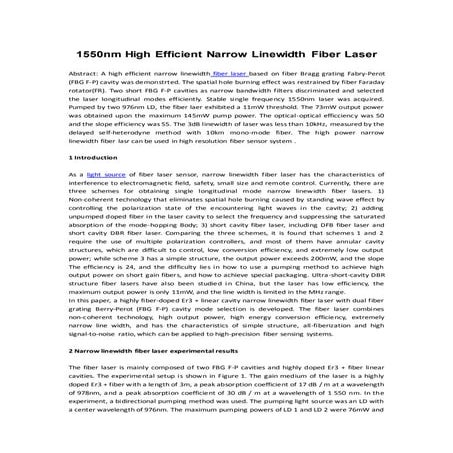1550nm high efficient narrow linewidth fiber laser