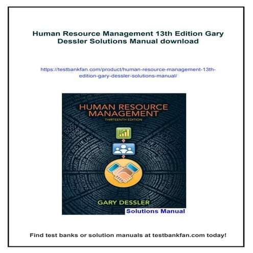 Human Resource Management 13th Edition Gary Dessler Solutions Manual