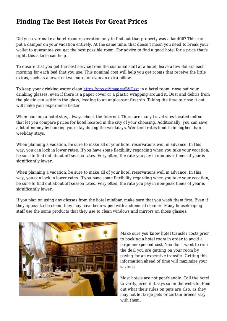 Finding The Best Hotels For Great Prices