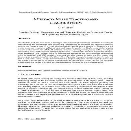 A Privacy-Aware Tracking and Tracing System