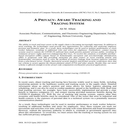 A Privacy-Aware Tracking and Tracing System