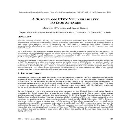 A Survey on CDN Vulnerability to DoS Attacks