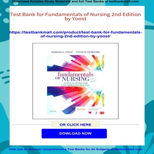 Test Bank for Fundamentals of Nursing 2nd Edition by Yoost