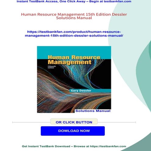 Human Resource Management 15th Edition Dessler Solutions Manual