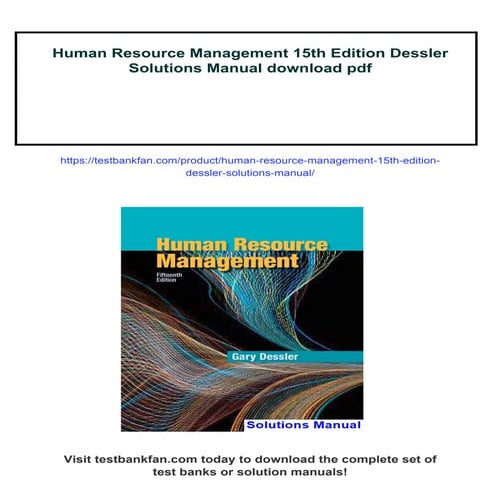 Human Resource Management 15th Edition Dessler Solutions Manual