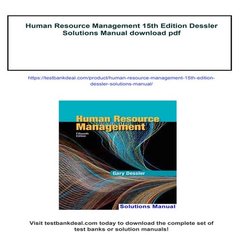 Human Resource Management 15th Edition Dessler Solutions Manual | PDF