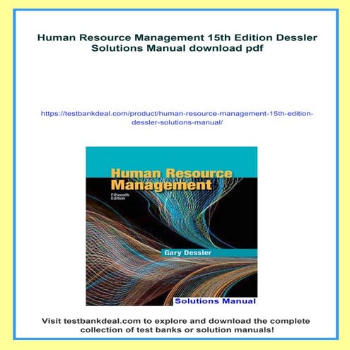Human Resource Management 15th Edition Dessler Solutions Manual