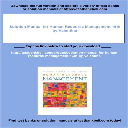 Solution Manual for Human Resource Management 16th by Valentine | PDF