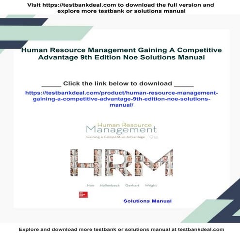 Human Resource Management Gaining A Competitive Advantage 9th Edition Noe Sol...
