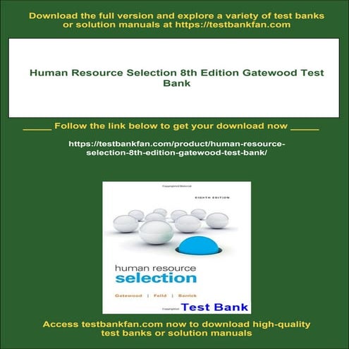 Human Resource Selection 8th Edition Gatewood Test Bank | PDF